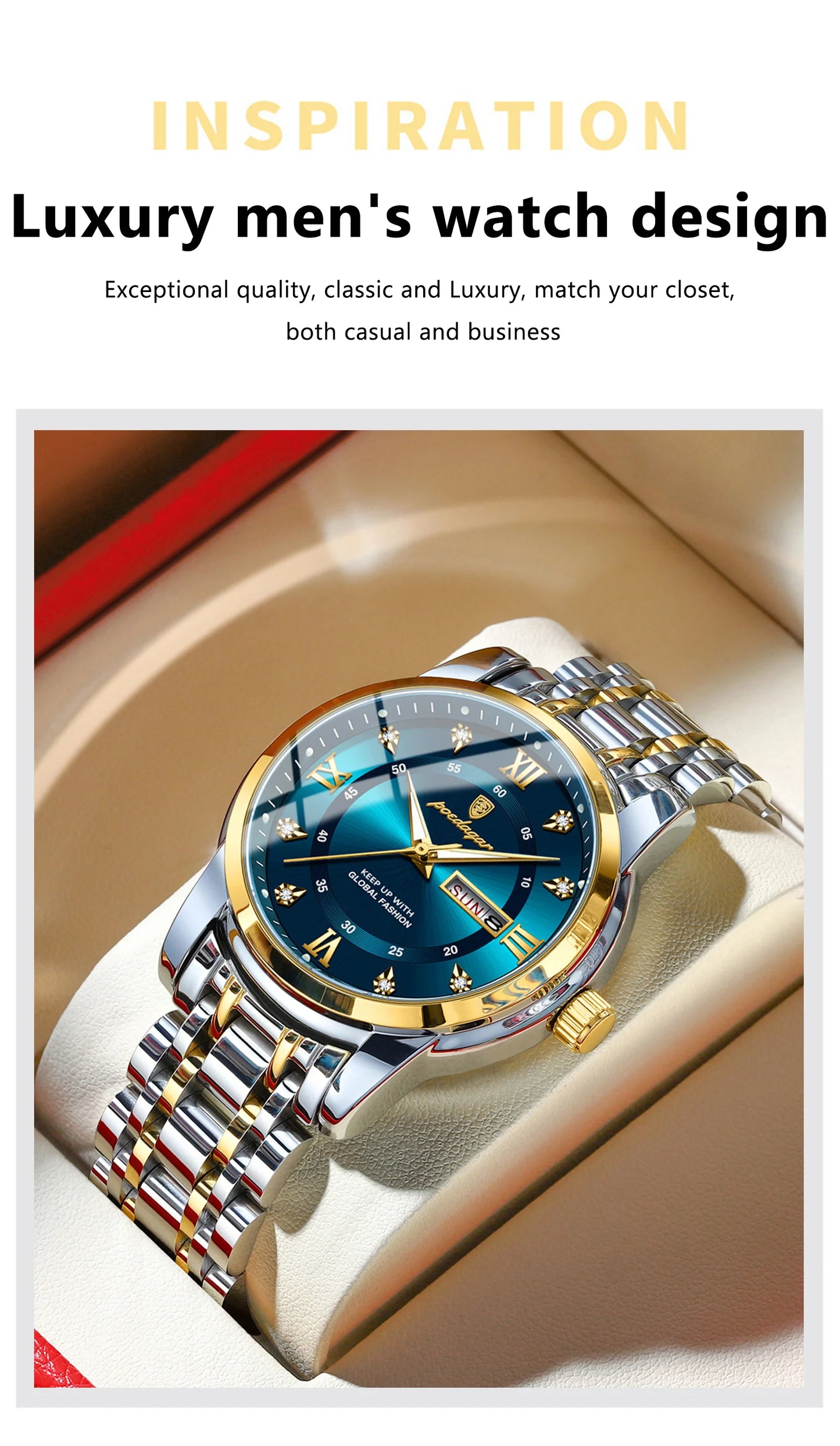 POEDAGAR Luxury Trendy Watch for Men Waterproof Luminous Date Week Man Watch Business Quartz Stainless Steel Men's Watches Reloj - Uknowucme