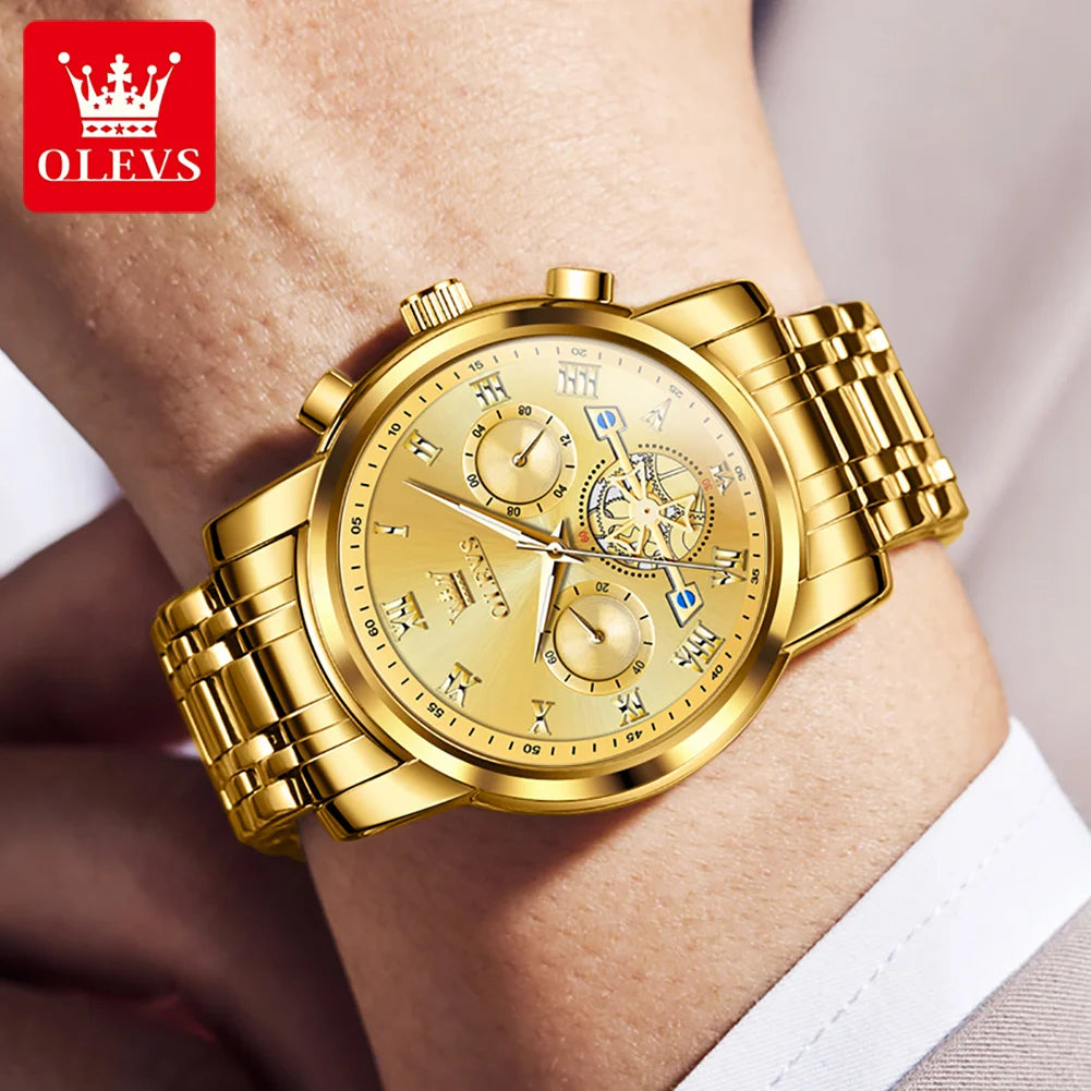 OLEVS 2859  Men's Quartz Watch With Steel Band Timing Function - Uknowucme