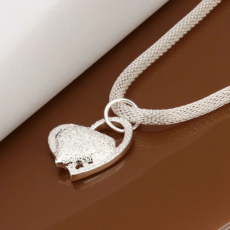 925 Sterling Silver Necklace Gorgeous Charm Fashion  Heart Wedding Lady Love for Women Noble Luxury 18 Inches 45cm Jewelry - Uknowucme