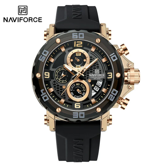 NAVIFORCE Men's Quartz Watch Fashion Trend 5ATM Waterproof Male Watches Chronograph Luminous Hands Silicone Strap Lightweight - Uknowucme