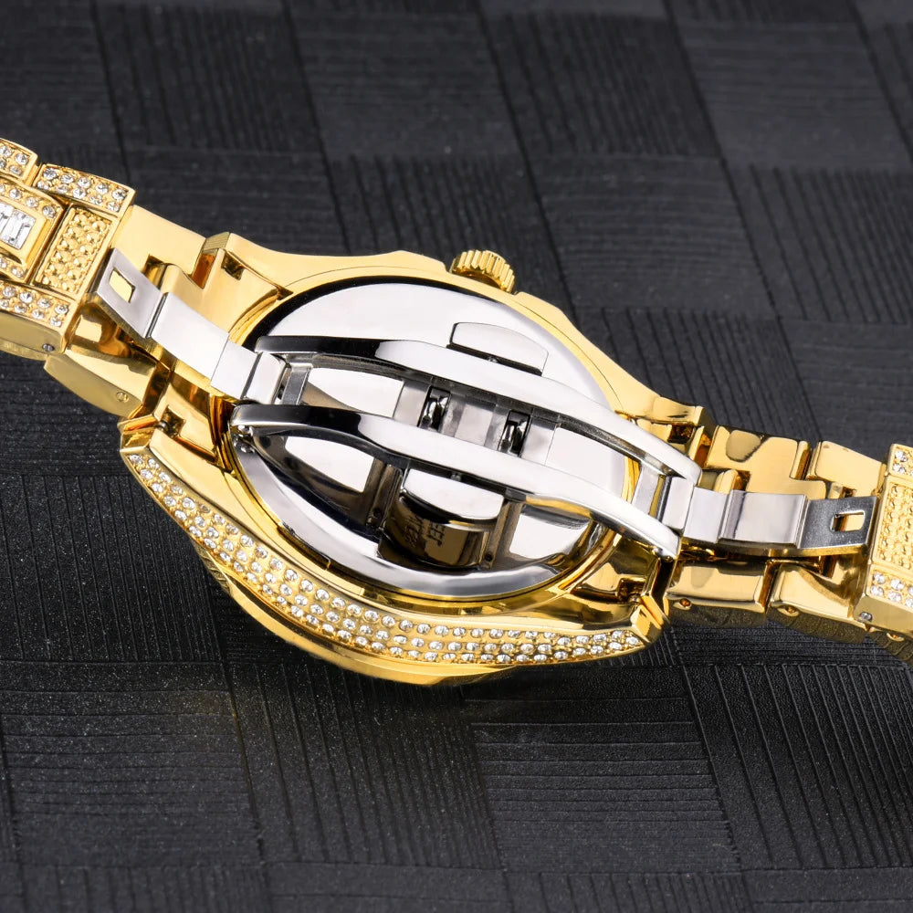 Bubble Letter DAY DATE ROMAN NUMERALS VVS Man ICED OUT WATCH Relogio Masculio - Uknowucme