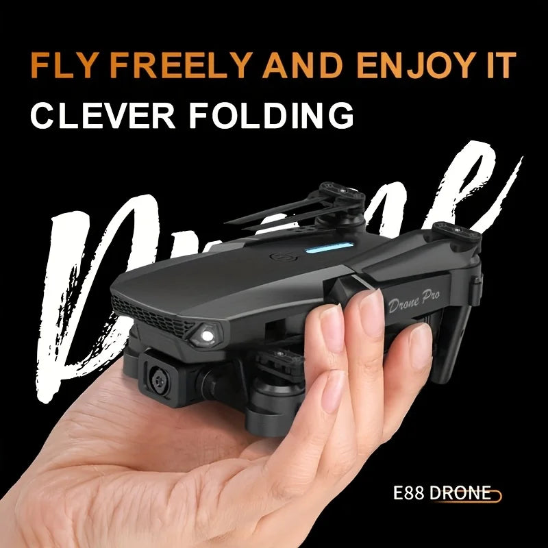 E88 Drone with Dual 4K HD Cameras,  Wi-Fi, USB Charging, 1181.1inch Max Altitude, 3m/s Speed, One-Click Return,  No GPS，4k drone