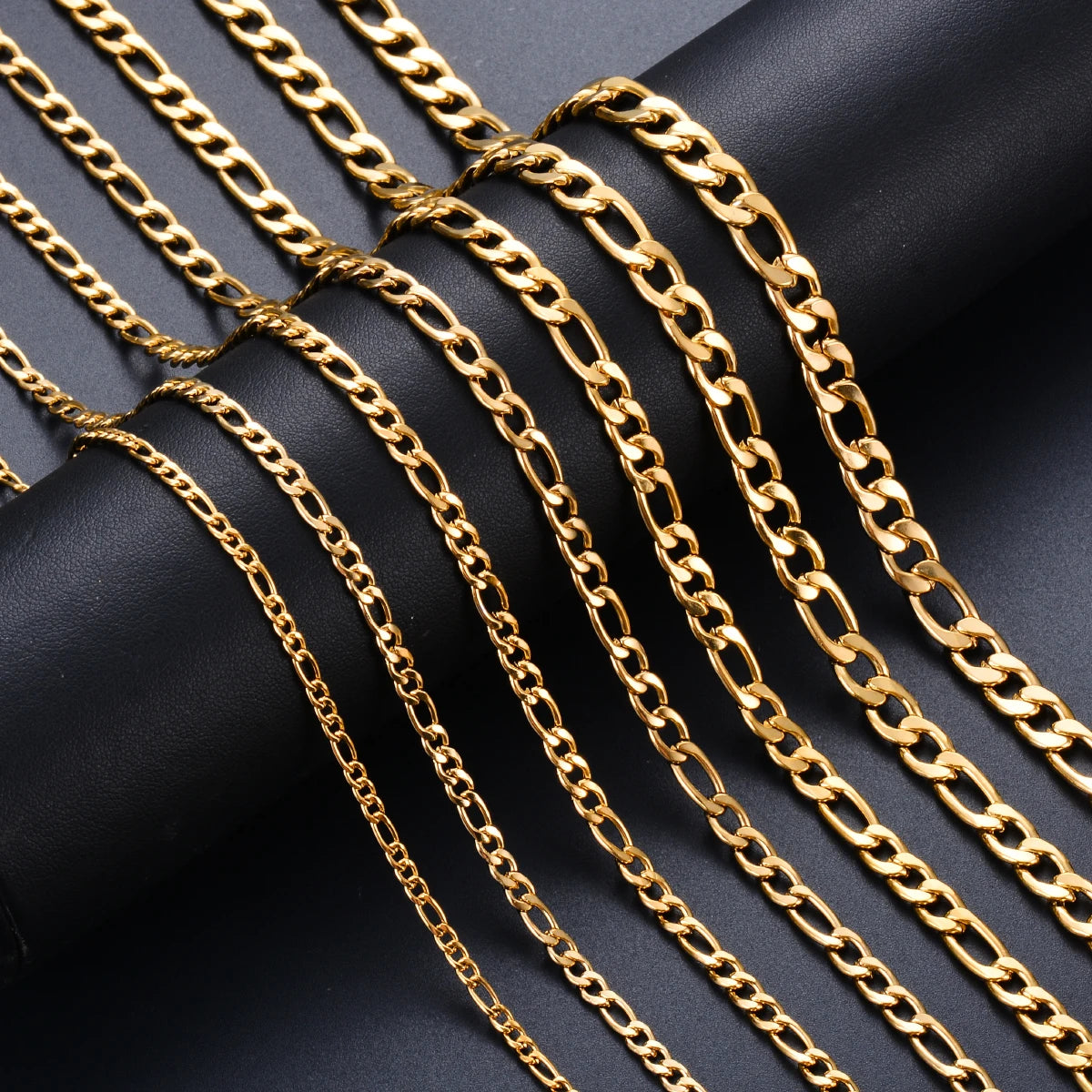 1 piece 8-40 Inches Gold Color Figaro Chain Necklace 3-7.5MM Stainless Steel Figaro Link Chain for Men Women - Uknowucme