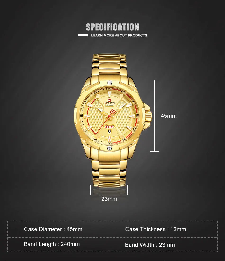 NAVIFORCE Men Luxury Wrist Watch Waterproof Business Male Watches Stainless Steel Casual Quartz Calendar Clock Relogio Masculino - Uknowucme