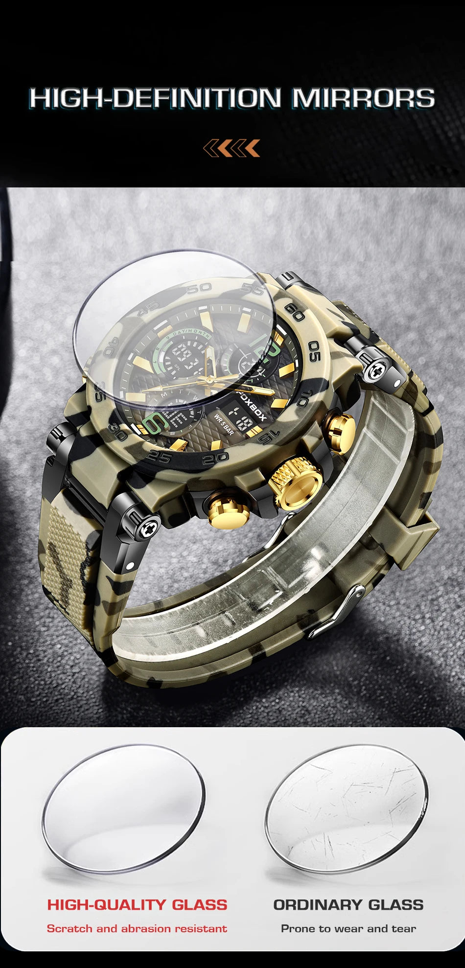 FOXBOX Military Digital Watch for Men Camouflage Waterproof Wristwatch Mens Shockproof Sport Quartz Tactical Clock Montre Homme - Uknowucme