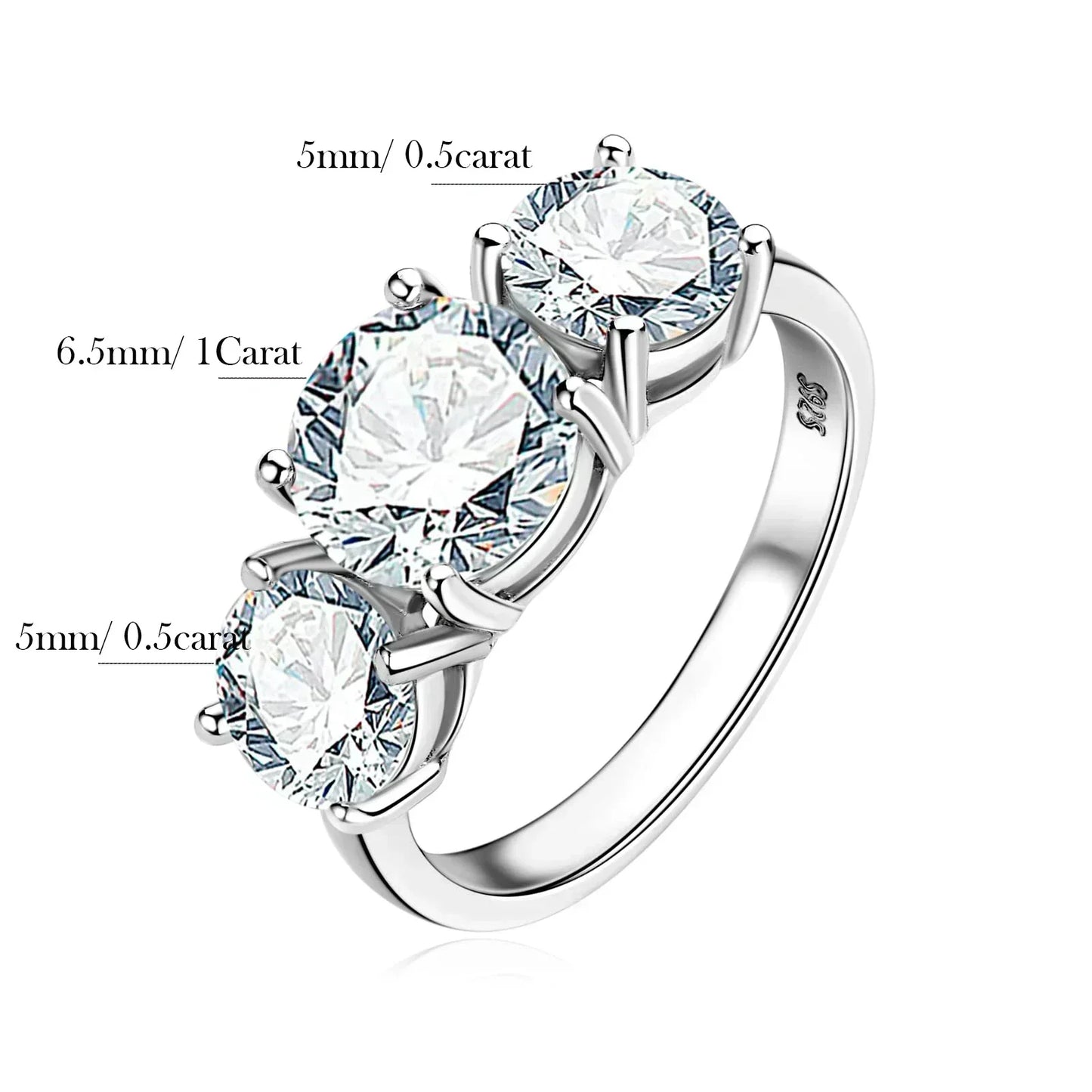 4 Carat Moissanite Ring with Certificate 925 Sterling Silver Brilliant Cut Lab Diamond Engagement Ring Wedding Band for Women - Uknowucme