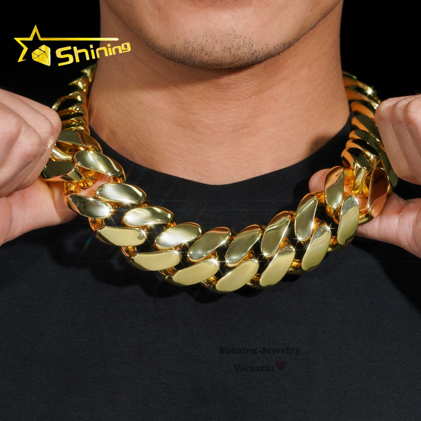 Custom Super Thick Heavy Rock Men Necklace 18k Gold Plated Brass Miami Cuban Link 30mm Cuban Chain with Moissanite Diamond Lock - Uknowucme