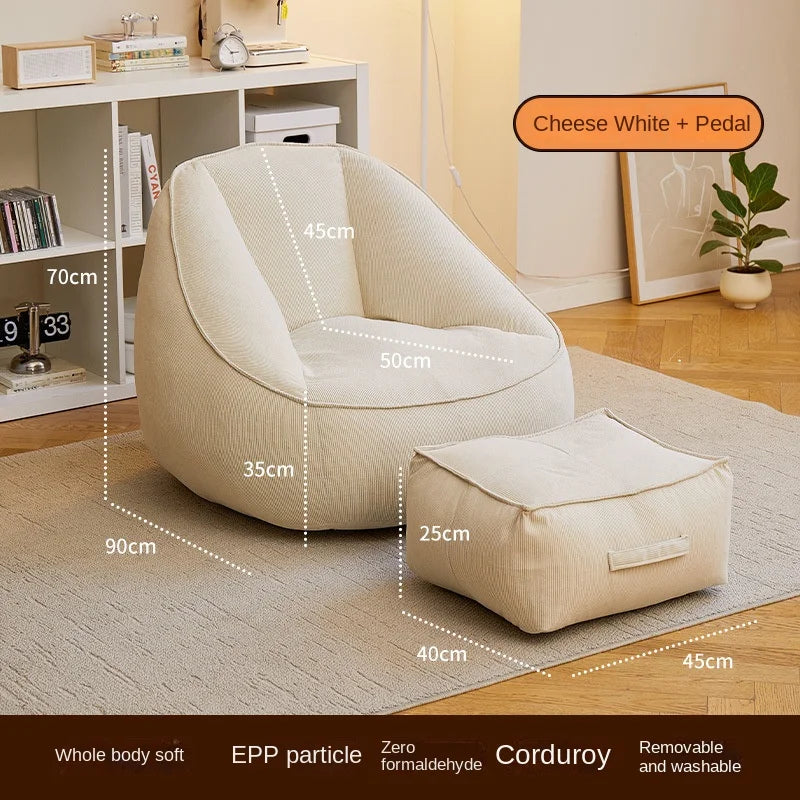 X&D Bean Bag Lazy Corduroy Comfortable Sofa Single Bed Tatami Bedroom Balcony Casual Lightweight Small Sofa Living Room 2024 New - Uknowucme