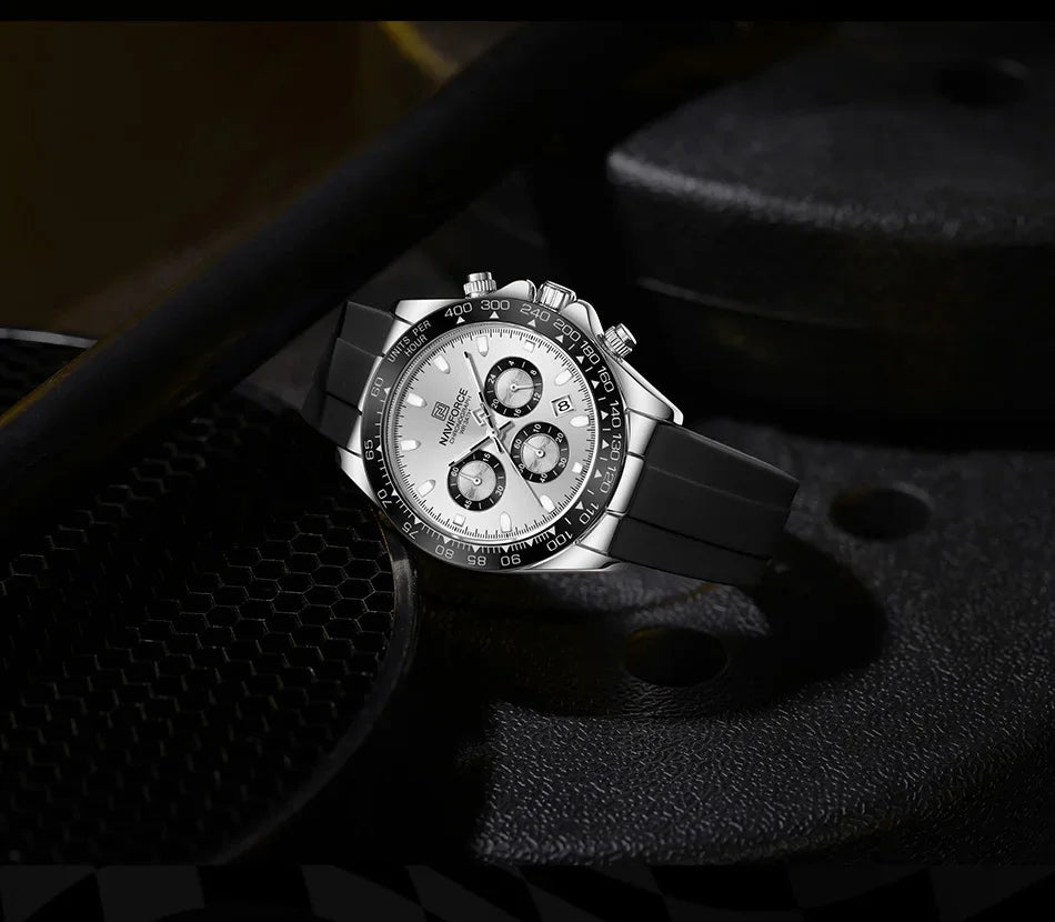 NAVIFORCE NF8054 Original Watches For Men Silicone Band Casual Sport Chronograph Luminous Wristwatch Relogio Masculino Male Gift - Uknowucme