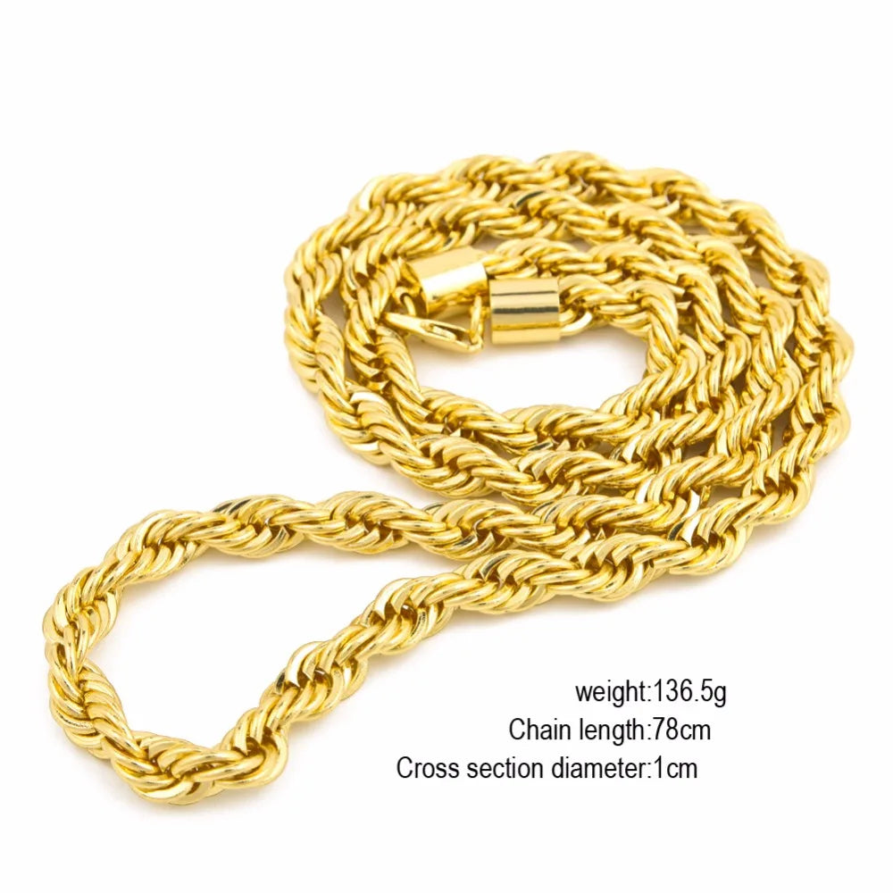 Gold Silver Color 6mm/ 1cm Rope Chain Set For Men And Women Punk Necklace - Uknowucme