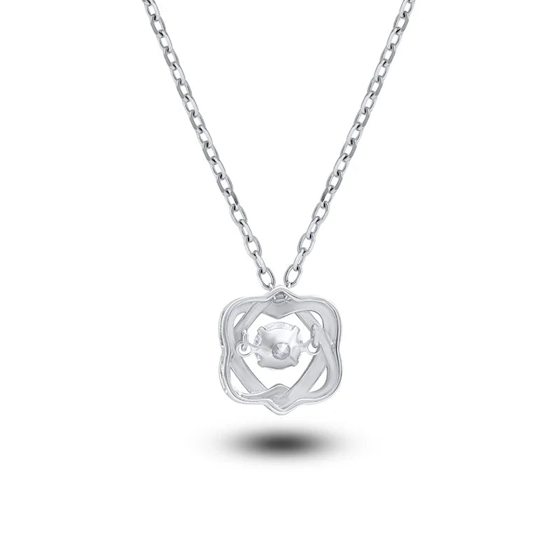Moissanite Necklace For Women 100% Sterling S925 Silver With White Gold Plated Lab Diamond Jewelry Wedding Pendant with O-chain - Uknowucme