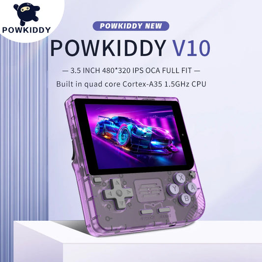 POWKIDDY New V10 Retro Handheld Gaming Console 3.5-inch IPS Screen 480*320 RK3326 Open Source System Cheap Kids Christmas Gift