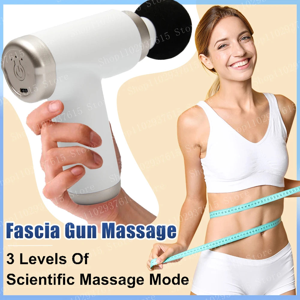 Fascial Massage Gun Electric Deep Muscle Tissue Relaxation Neck Back Body Compression Massager Portable Fitness Tool 3 Gear Mini