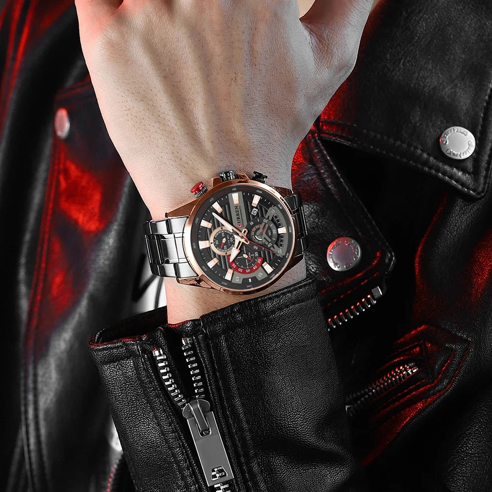 CURREN  Multifunctional Quartz Men's Watch Sport Stainless Steel Strap Luminous Watch with Automatic Date часы мужские наручные - Uknowucme