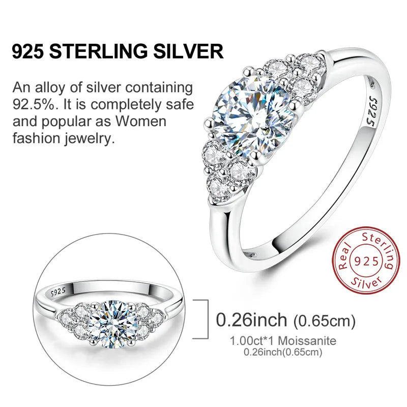 Moissanite Ring Real 925 Sterling Silver Simple Sparkling Shiny Oval Stone Ring For Women Engagement Wedding Luxury Fine Jewelry - Uknowucme