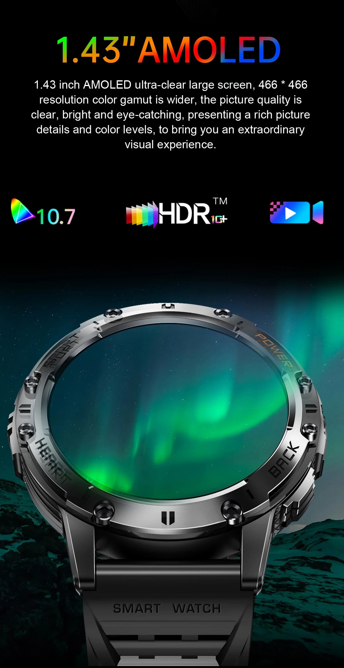 For Android ios New AMOLED Smart Watch Men with Flashlight Sports Waterproof Fitness Tracker Bluetooth Call Smartwatch Man+Box - Uknowucme