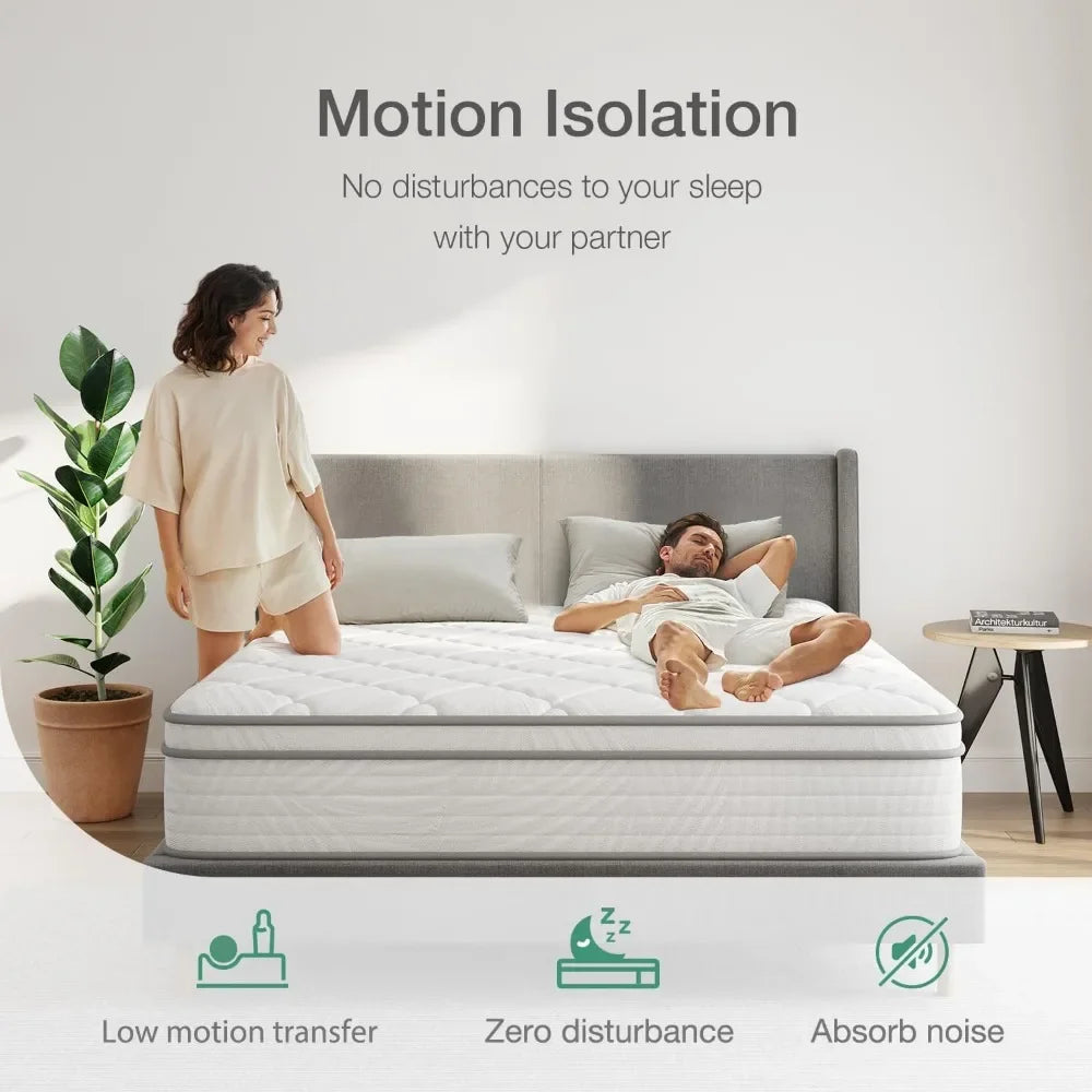 10 inch Queen Size Mattress, Hybrid Mattress Queen Size with Comfortable Foam & Individually Pocket Spring,Queen Mattress in Box - Uknowucme