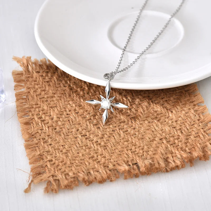 Moissanite Star Pendant Necklace Exquisite Sterling Silver S925 Clavicle Necklace, Elegant Girlfriend Gift, Light Luxury Jewelry - Uknowucme