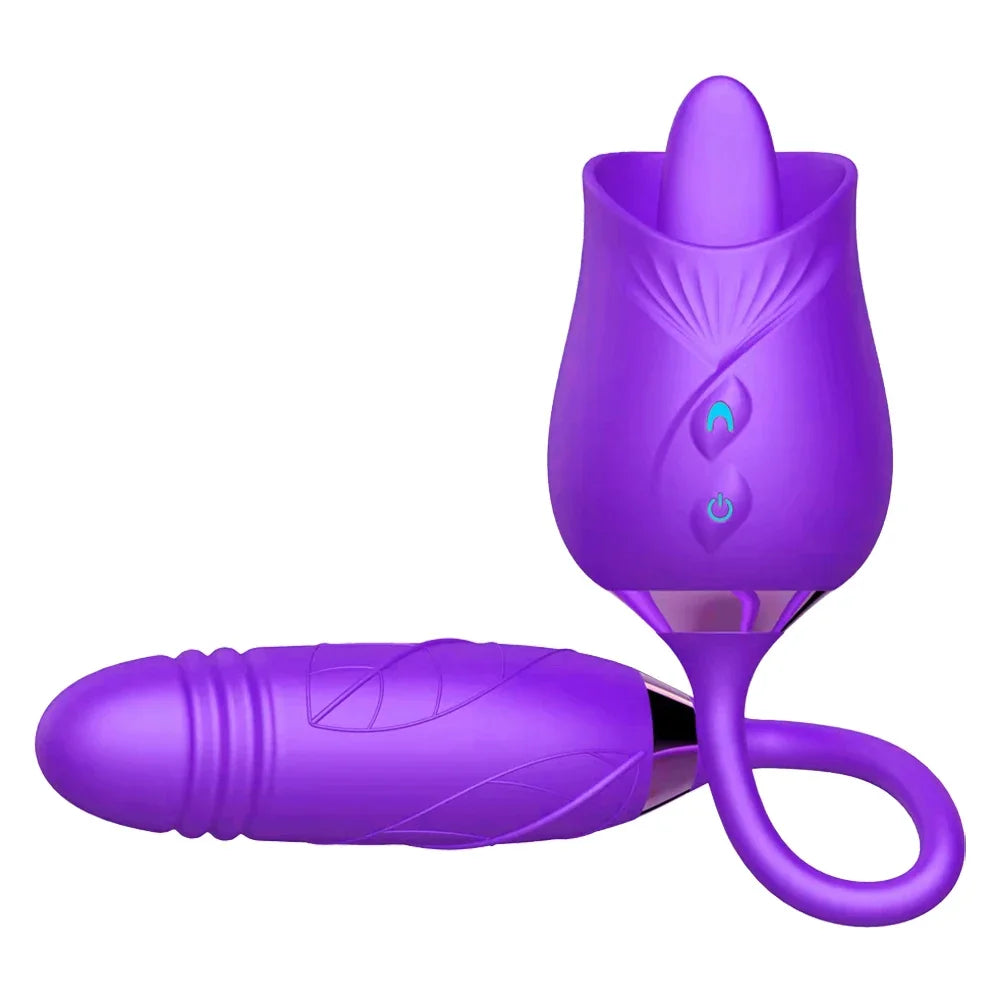Rose Sucking Vibrator Women Masturbator Nipple Penetration Vagina Vibrator Sucker Dildo Masturbators 2 in 1 Sexy Shop Products