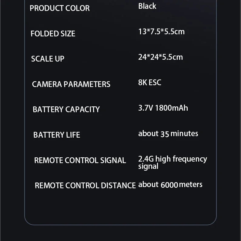 Drone Professinal 8K HD Dual Camera 5G WIFI Wide Angle Optical Flow Localization Brushless Motor RC Quadcopter - Uknowucme