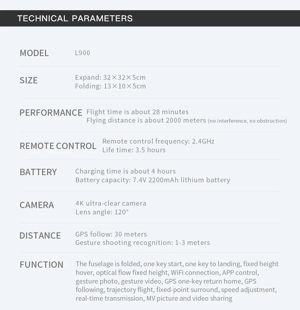 Drone L900 Pro 4K Professional 5G GPS HD Dual Camera Photography Brushless Foldable Quadcopter RC Distance 1.2KM Drones Toys - Uknowucme