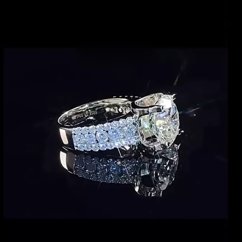 Real 2 Carat 8mm Moissanite Wedding Ring For Women 925 Sterling Silver Band D Color VVS Diamond Engagement Fine Jewelry With Gra - Uknowucme