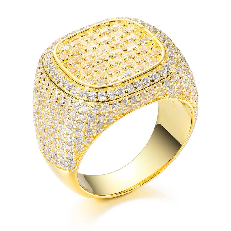 Unisex Classic Moissanite 925 Ring Men Men Hip Hop Jewelry Pave Setting Ring Fashion Rock Gift - Uknowucme