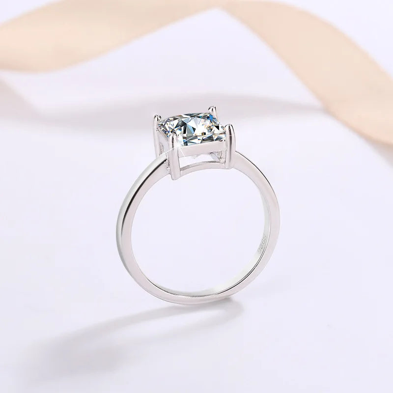 FIRERING 1-2ct Square Moissanite Ring GRA Certificate Passed Diamond Test S925 Silver Women Anniversary Jewelry Gift - Uknowucme