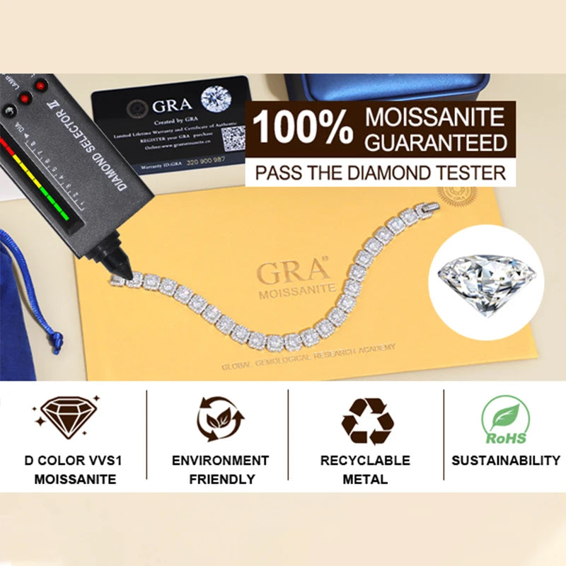 6mm Moissanite Tennis Bracelet Chain for Women Man GRA Diamond Original 925 Sterling Silver Link Bracelets Wedding Party Jewelry - Uknowucme