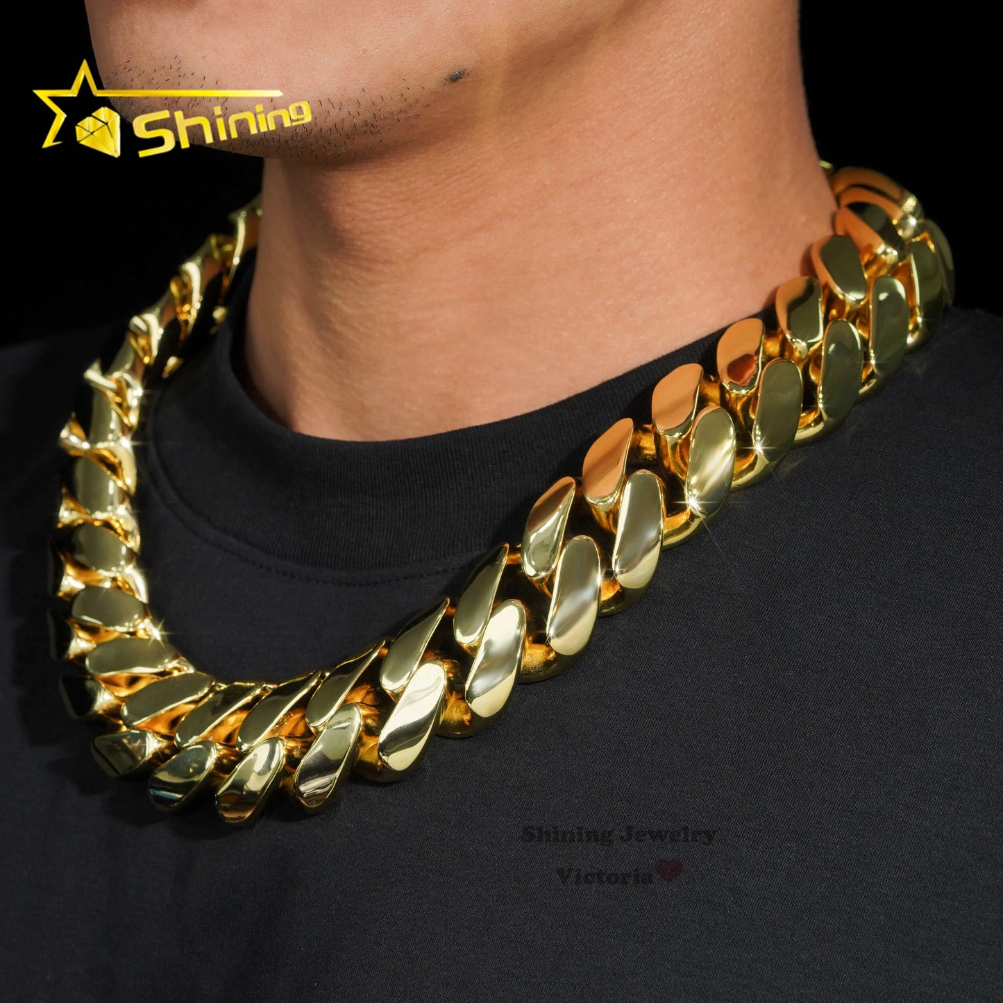 Custom Super Thick Heavy Rock Men Necklace 18k Gold Plated Brass Miami Cuban Link 30mm Cuban Chain with Moissanite Diamond Lock - Uknowucme