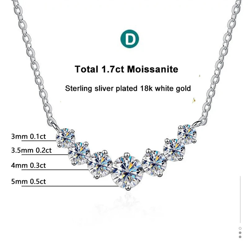 Moissanite Necklace for Woman Wedding Fine Jewely with Certificates 925 Sterling Sliver Plated 18k White Gold Necklace - Uknowucme