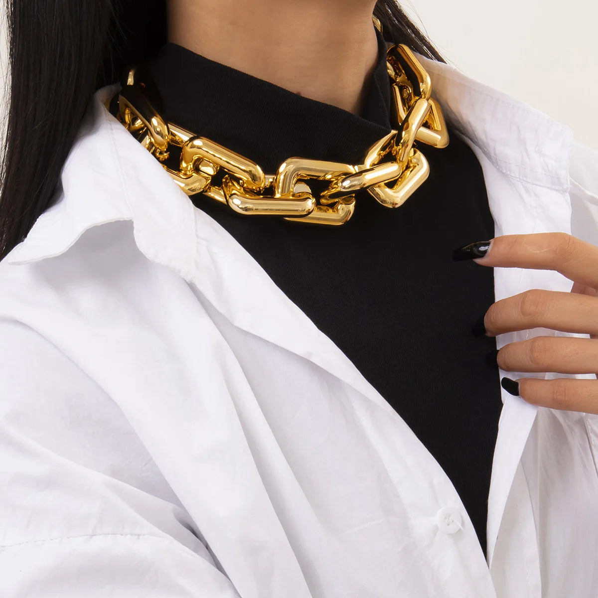 Hip Hop Gold Color Thick Cross Chain Collar Necklace for Men 2023 Personalized Punk Style Simple Women's Fashion Party Jewelry - Uknowucme