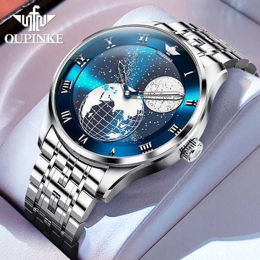OUPINKE 3230 Men's Watches Flywheel Automatic Mechanical Original Wristwatch for Man Waterproof Luminous Perpetual Moon Phase - Uknowucme