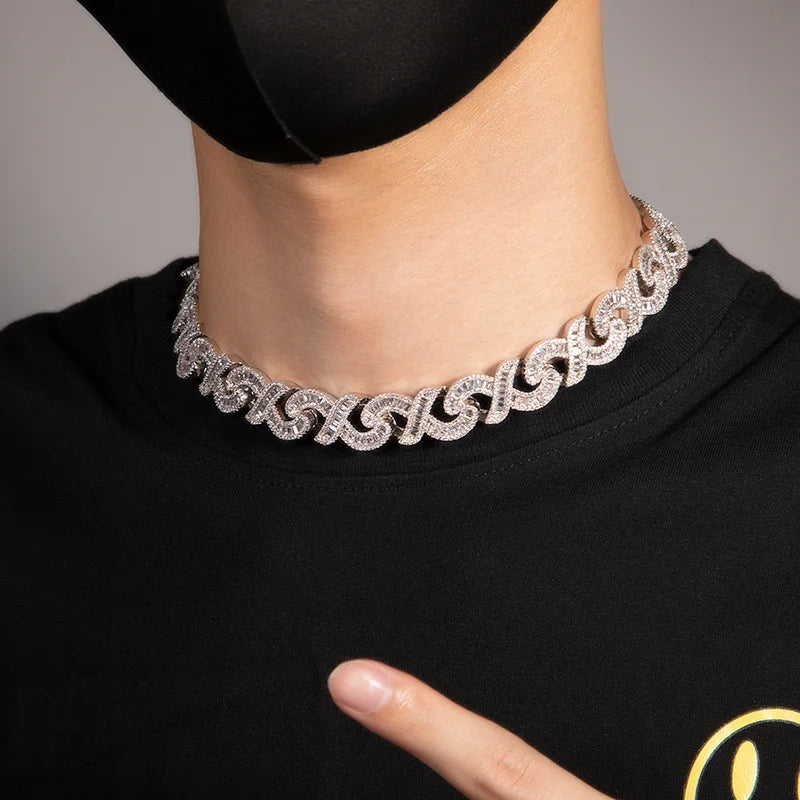 Uwin 15mm Cross Cuban Link Chain Micro Setting Square Cubic Zirconia Necklaces For Womans Man Fashion Hip Hop Jewelry Gifts - Uknowucme