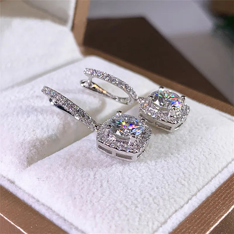 D Moissanite 3ct Earrings 925 Sterling Silver Original Certified Moissanite 1ct Hoop Drop Dangle Earrings 2ct Huggie for Women - Uknowucme
