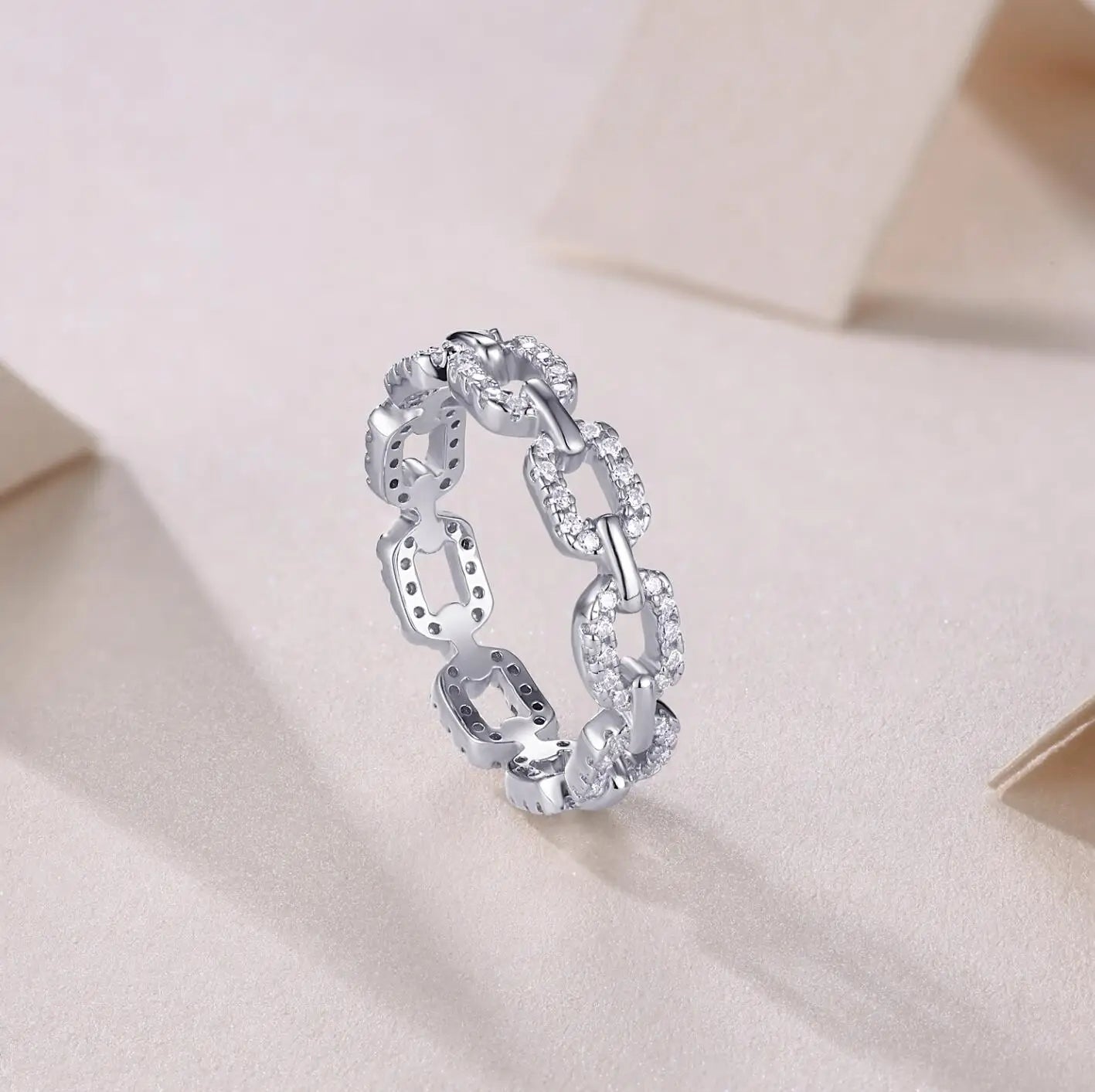 2024 Classic Moissanite Twist Chain Rings For Women Real 925 Silver Elegant Couple Finger Ring Wedding Jewelry Gift Bijoux Femme - Uknowucme