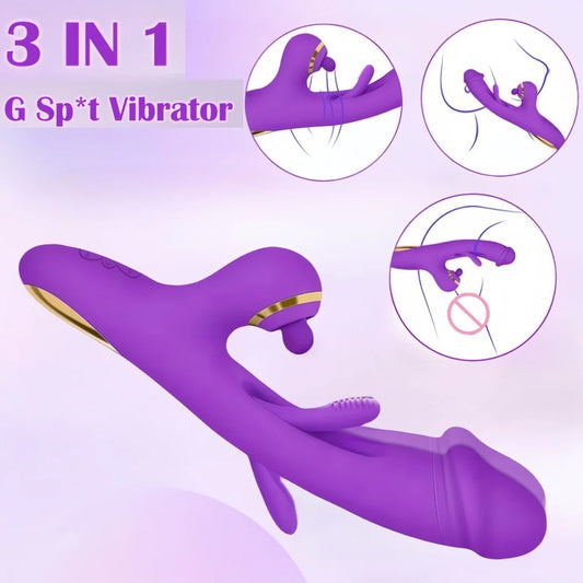 Tapping Vibrator Realistic Fake Clitoral Stimulator Breast g-spot Massager 3 in 1 Powerful Tapping Female Masturbator
