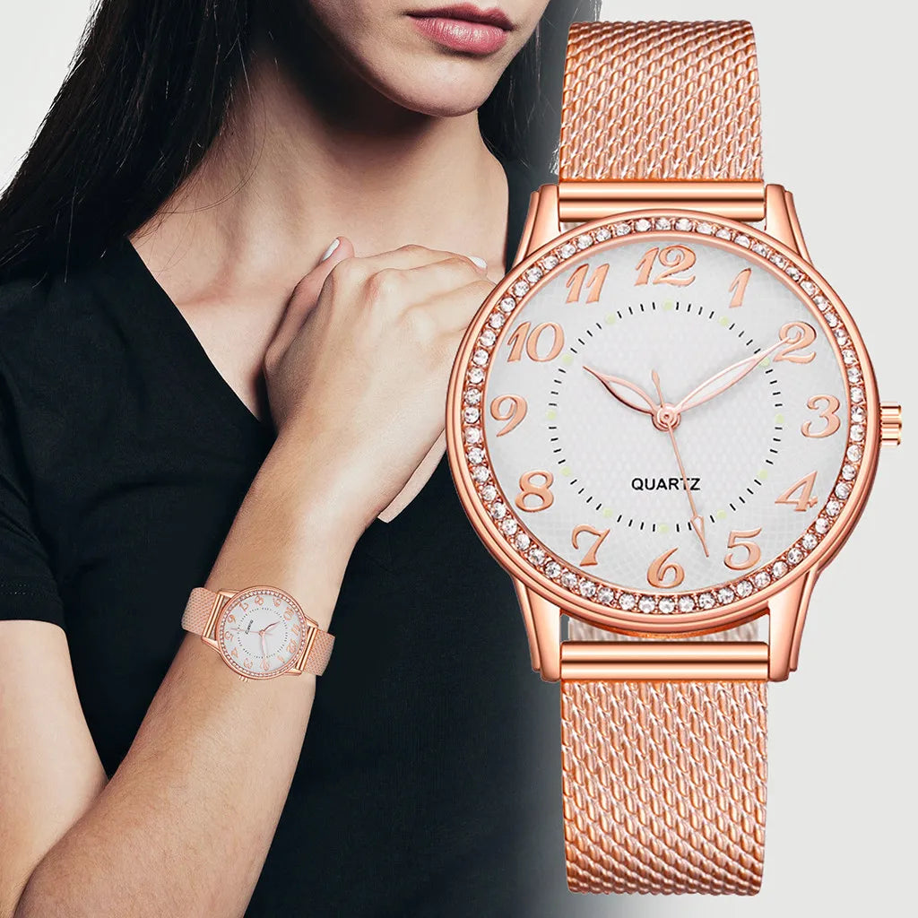 Watch For Women Luxury Watches Quartz Watch Stainless Steel Dial Casual Bracele Watch Ladies Quartz Wristwatch Simple Atmosphere - Uknowucme