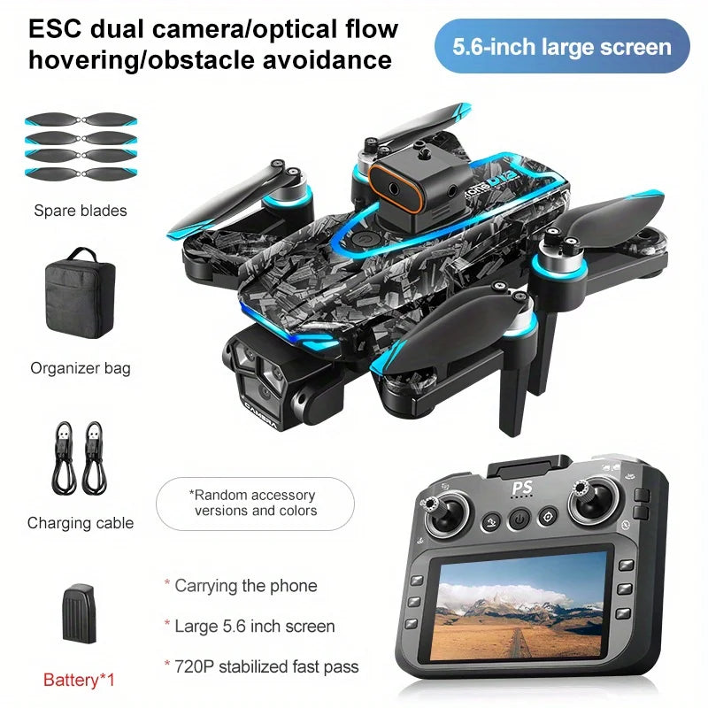 Aircraft Foreign Trade New D13 Drone with 5.6-inch Screen Control Brushless Quadcopter Obstacle Avoidance Remote-controlled - Uknowucme