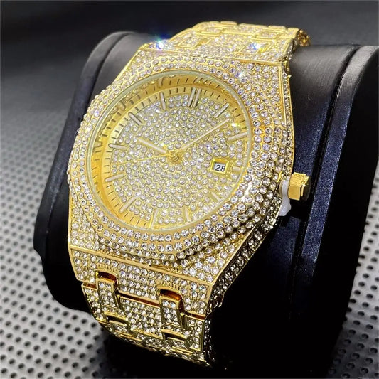 Luxury Full Diamond Watches For Men Top Brand Hip Hop Iced Out Arab Number Watch Men Fashion Steel Waterproof Clock Dropshipping