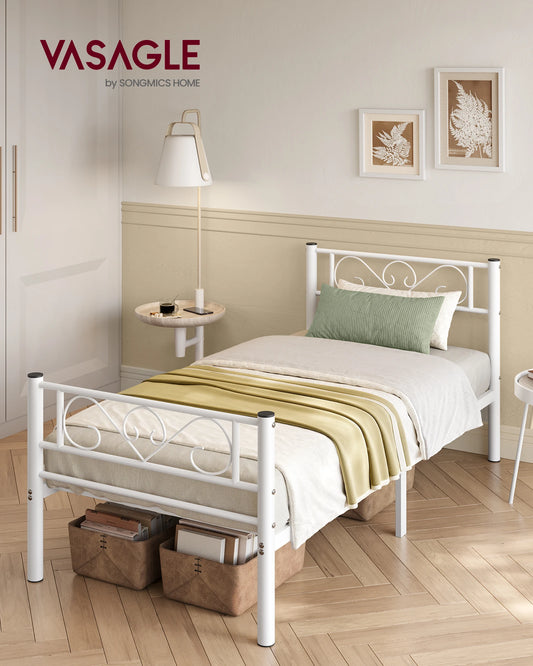 VASAGLE bed 90x200 cm, guest bed, single metal bed, bed rack, bed frame, metal bed, easy assembly - Uknowucme