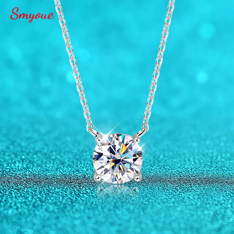 Smyoue White Gold Plated 1-10CT Moissanite Necklace for Women Classic Four Claws Pendant Wedding Jewelry 925 Sterling Silver GRA - Uknowucme