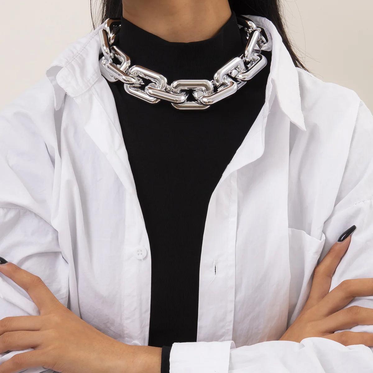 Hip Hop Gold Color Thick Cross Chain Collar Necklace for Men 2023 Personalized Punk Style Simple Women's Fashion Party Jewelry - Uknowucme