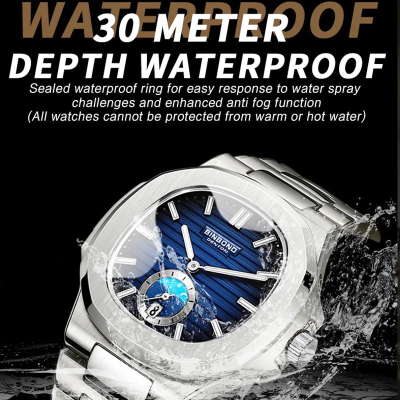 BINBOND Luxury Men Wristwatch Business Waterproof Luminous Date Man Watch Stainless Steel Men's Quartz Watches Relogio Masculino - Uknowucme