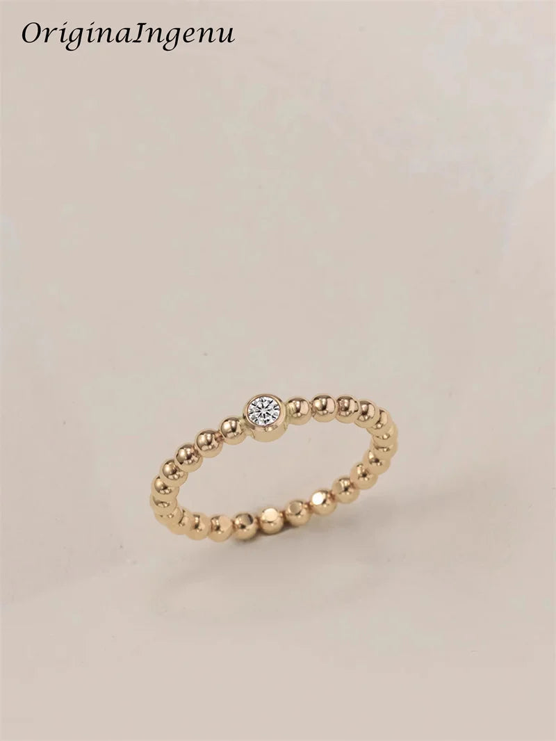 14K Gold Filled Moissanite Ring Handmade Beads Band Ring Minimalism Jewelry Tarnish Resistant Jewelry Boho Women Ring - Uknowucme