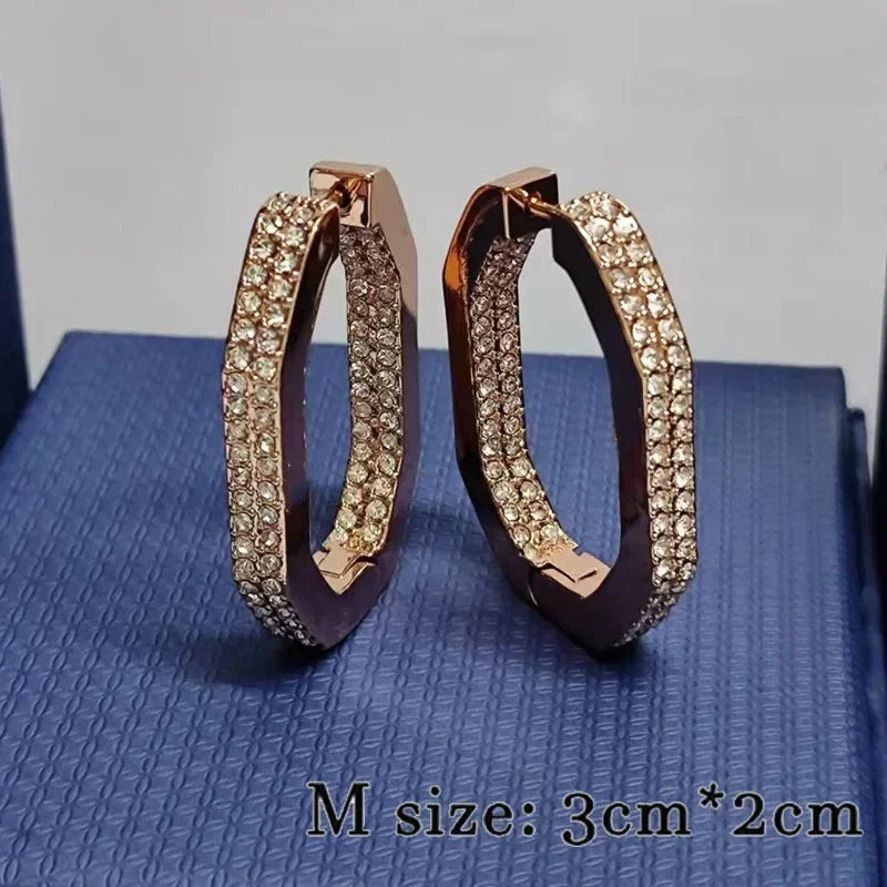 2025 New Trend Fine Jewelry Sets Charm Personality Gold Silver Geometric Crystal Fashion Personality Necklace Earrings for Women - Uknowucme