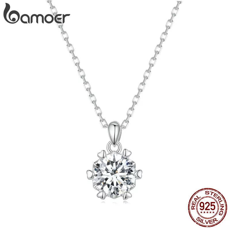 Bamoer 1 Carat Moissanite Pendant Necklace For Women High Quality 925 Sterling Silver Wedding Party Bridal Fine Jewelry 3 Colors - Uknowucme