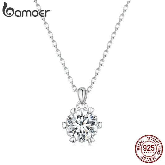 Bamoer 1 Carat Moissanite Pendant Necklace For Women High Quality 925 Sterling Silver Wedding Party Bridal Fine Jewelry 3 Colors - Uknowucme