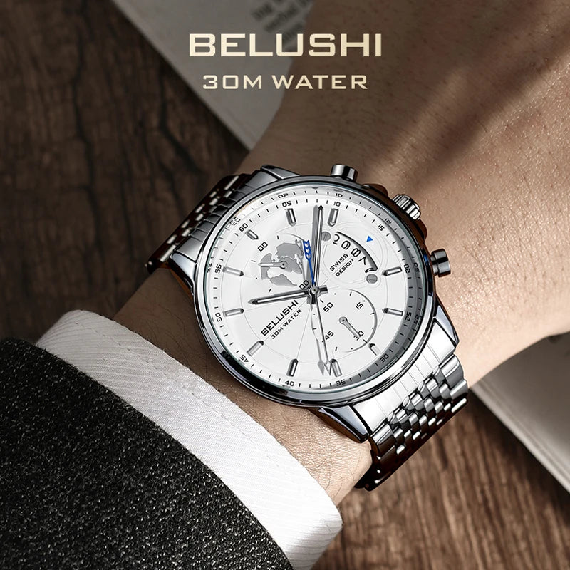 BELUSHI New Fashion Sport Quartz Watches Men Luxury Business Watch Waterproof Wristwatches Male Clock Relogio Masculino - Uknowucme