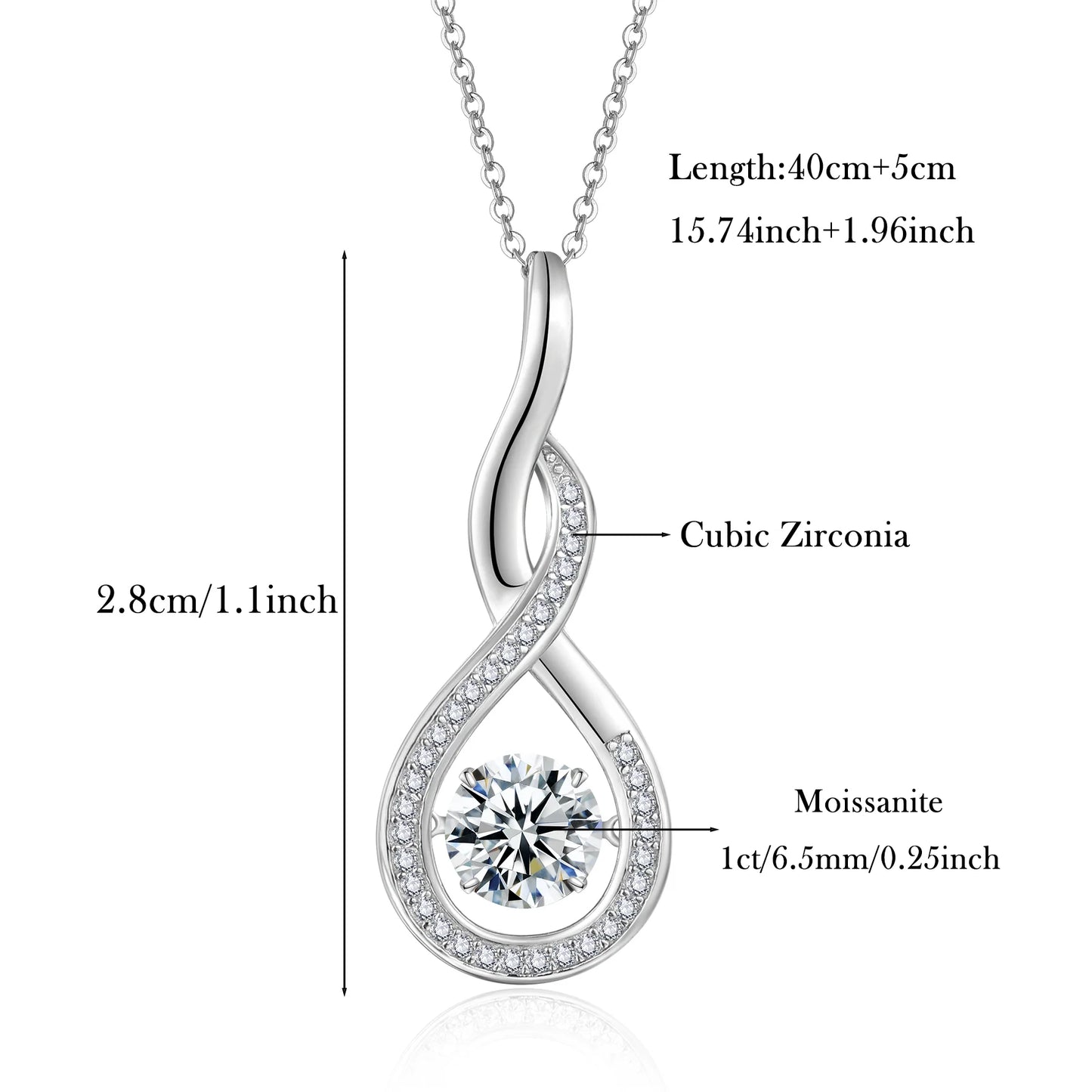 Moissanite pendant necklace smart model, 925 sterling silver, for your lover - Uknowucme